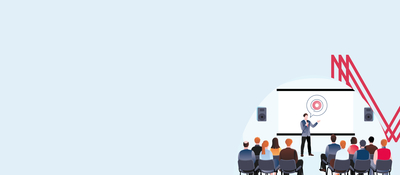 illustratie van een man die uitleg geeft aan een groep mensen